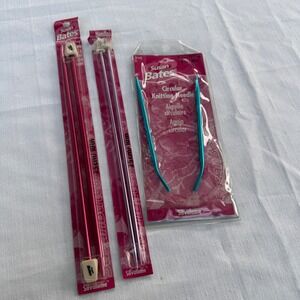 Susan Bates Silvalume Knitting Needles Set 6 8 9 Pink Purple Teal LOT Metal NEW